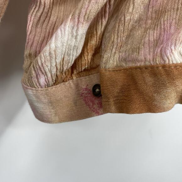 Maurices Crinkle knit Top size 1X 3/4 Sleeves Pastel watercolor Pattern Pullover - Picture 10 of 11